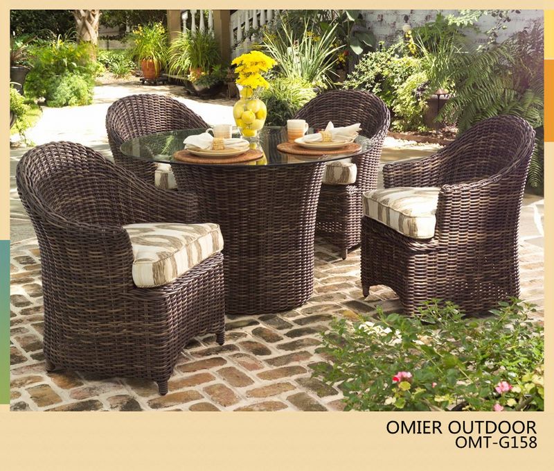 Omier Product list - Modern design round table and chair set rattan dining set wicker OMR-G158