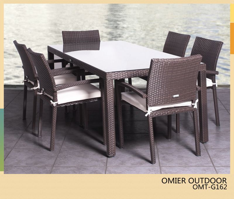 Omier Product list - International Liberty outdoor Wicker 7 Pieced Dining Package OMR-G162