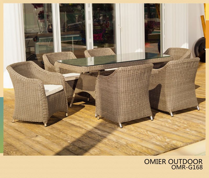 Omier Product list - Metropolitan Living 7 Piece rattan table and chairs for garden OMR-G168